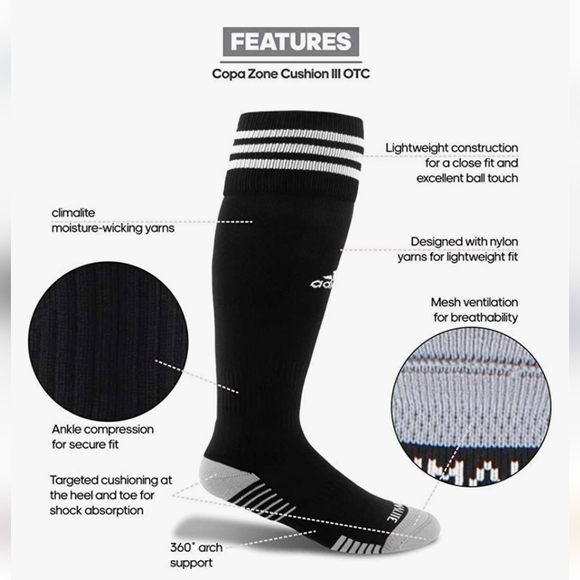 NWT Unisex Adidas Soccer Socks - Picture 6 of 8